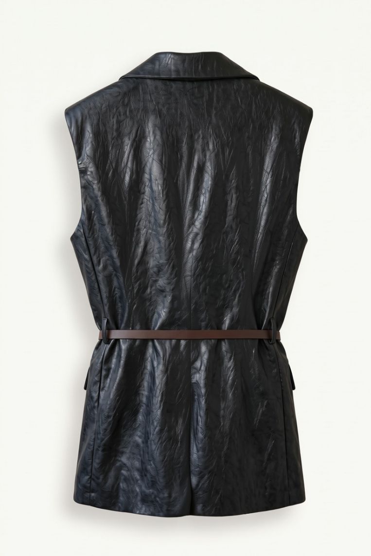 GILET ECOPELLE LUNGO CON CINTURA 6 GILET ECOPELLE LUNGO CON CINTURA - immagine 6