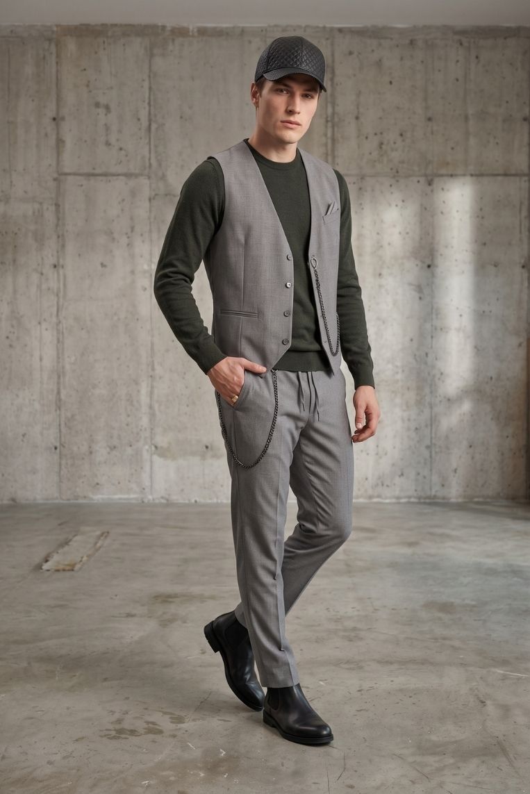 uomo 36 PANTALACCIO FLUIDO CON CATENA