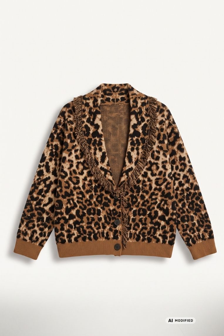 MAGLIA ANIMALIER SCIALLE E FRANGE - immagine 3