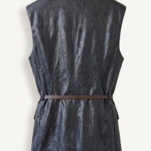 GILET ECOPELLE LUNGO CON CINTURA 10 GILET ECOPELLE LUNGO CON CINTURA - Thumbnail Image 4