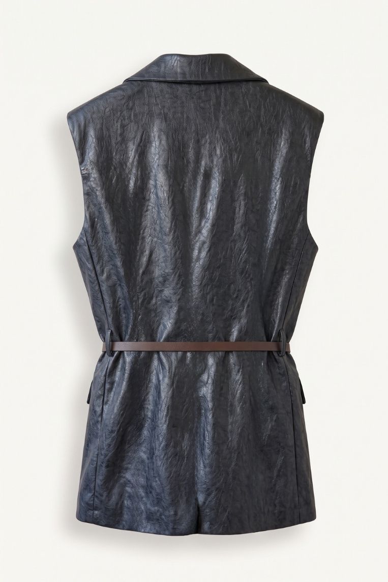 GILET ECOPELLE LUNGO CON CINTURA 4 GILET ECOPELLE LUNGO CON CINTURA - immagine 4