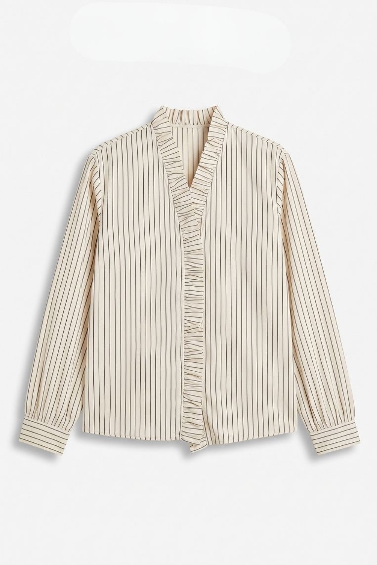 CAMICIA RIGHE DETTAGLIO VOLANT 3 CAMICIA RIGHE DETTAGLIO VOLANT - immagine 3