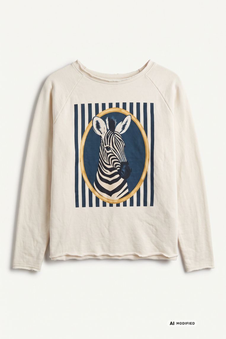 FELPA STAMPA ZEBRA BLU 3 FELPA STAMPA ZEBRA BLU - immagine 3