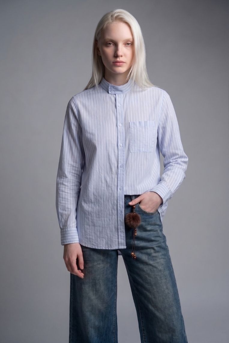 CAMICIA RIGHE COLLO RIALZATO 2 CAMICIA RIGHE COLLO RIALZATO - immagine 2
