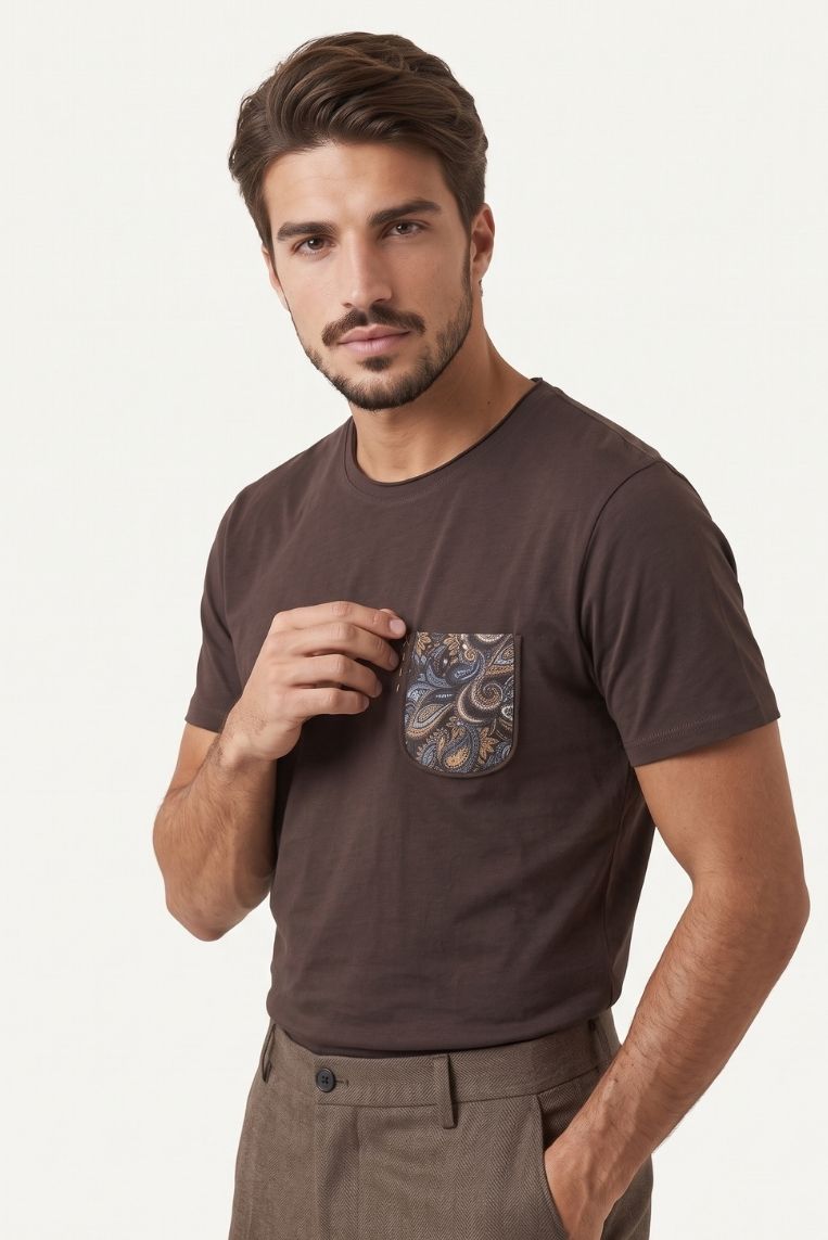 T-SHIRT GIROCOLLO TASCHINO FANTASIA - S, TESTA DI MORO
