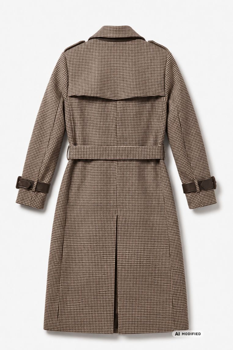 CAPPOTTO DOPPIO PETTO PANNO PIED DE POULE 4 CAPPOTTO DOPPIO PETTO PANNO PIED DE POULE - immagine 4