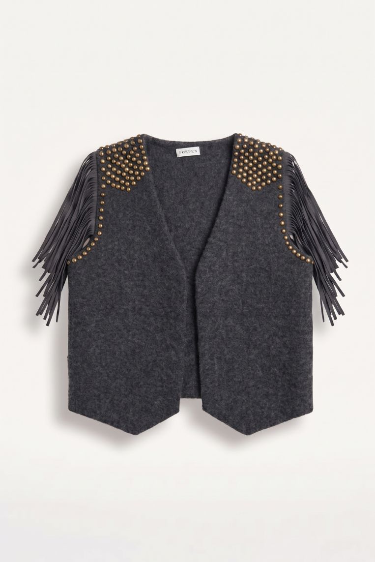 GILET IN MAGLIA E FRANGE 3 GILET IN MAGLIA E FRANGE - immagine 3