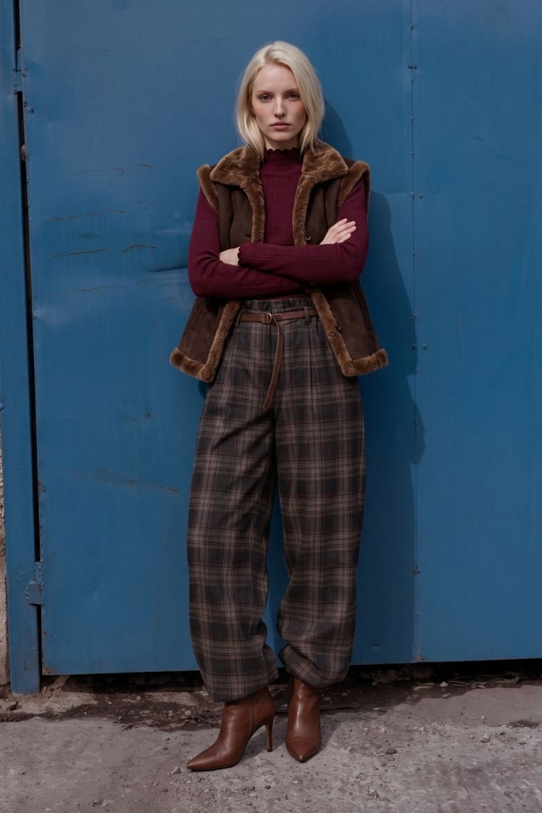 PANTALONE CHECK MORBIDO SAGOMATO 2 PANTALONE CHECK MORBIDO SAGOMATO - immagine 2