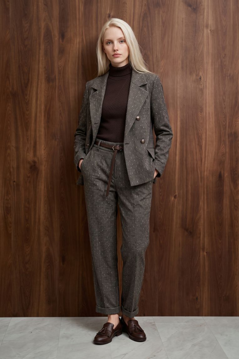 PANTALONE CHECK GAMBA DRITTA RISVOLTO