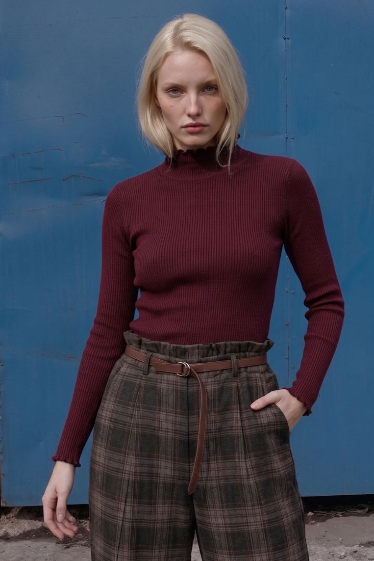 MAGLIA COLLO ALTO SCALLOP VISC