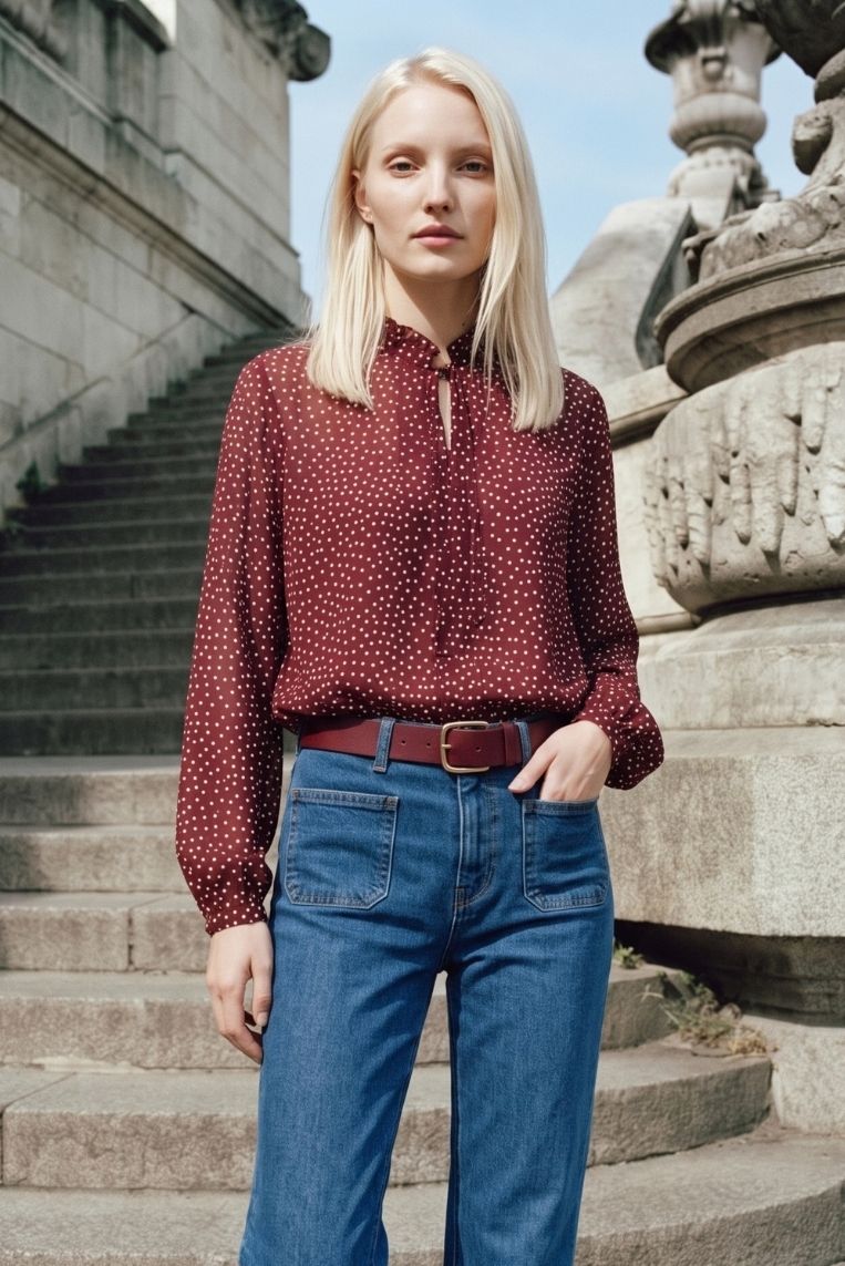 BLUSA POIS BORDEAUX 2 BLUSA POIS BORDEAUX - immagine 2