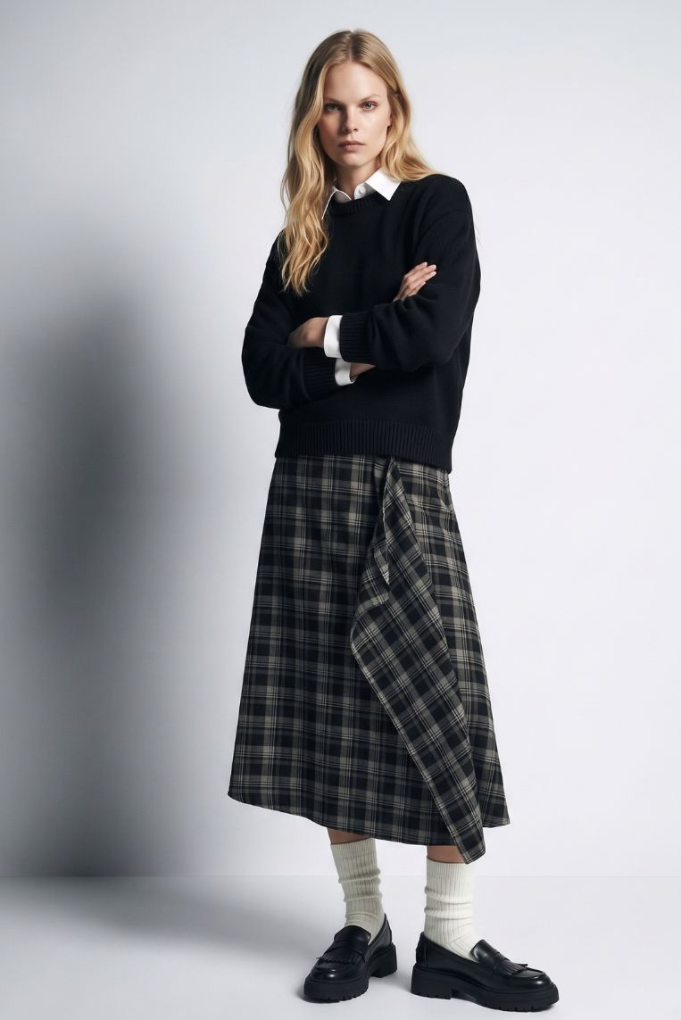 Abbigliamento e Accessori moda per Uomo e Donna | Forpen 27 GONNA LUNGA CHECK CINTURA