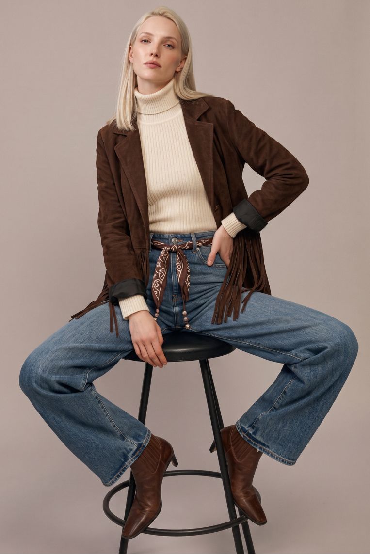 DENIM GAMBA DRITTA CON FOULARD