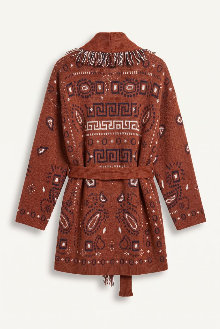 CARDIGAN LUNGO FRANGE COCCIO 5 CARDIGAN LUNGO FRANGE COCCIO - immagine 5