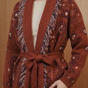 CARDIGAN LUNGO FRANGE COCCIO 8 CARDIGAN LUNGO FRANGE COCCIO - Thumbnail Image 3