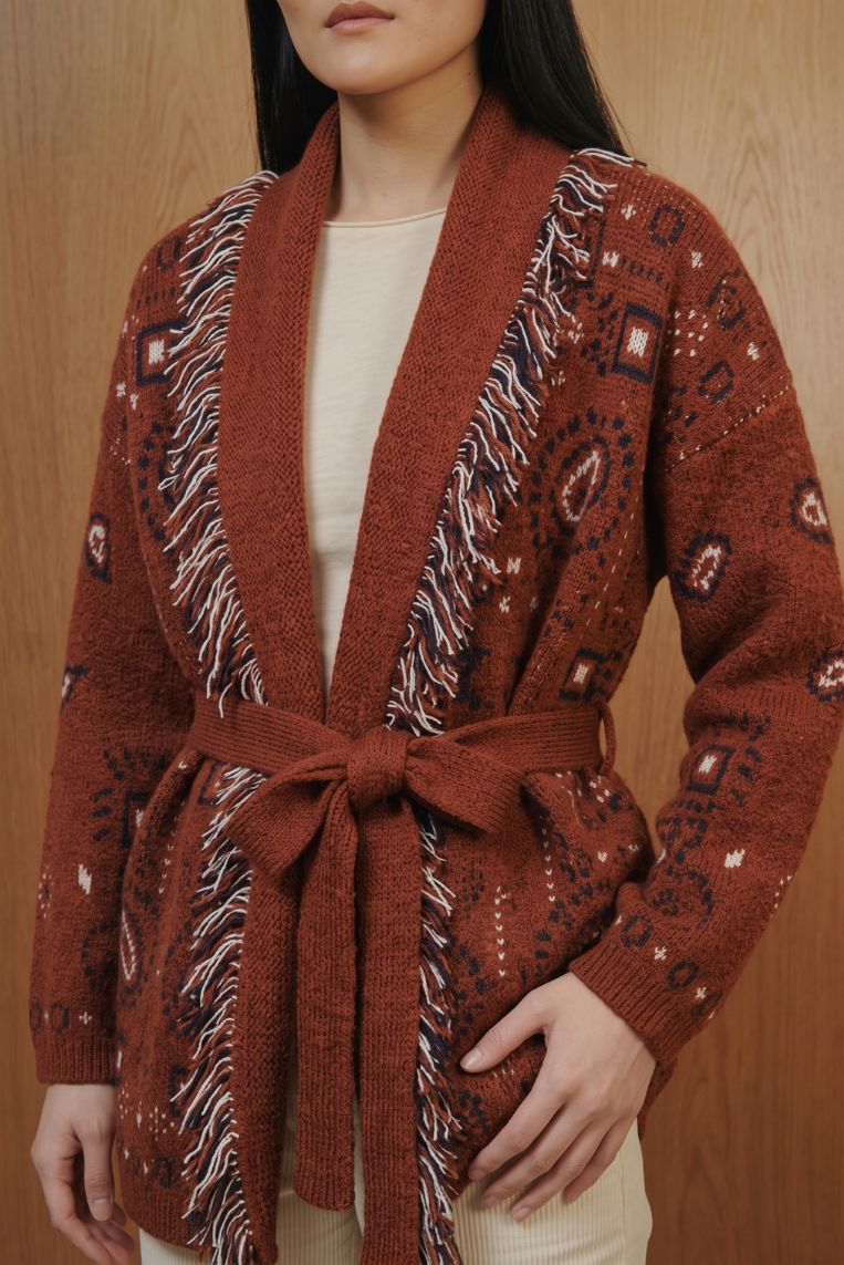 CARDIGAN LUNGO FRANGE COCCIO 3 CARDIGAN LUNGO FRANGE COCCIO - immagine 3