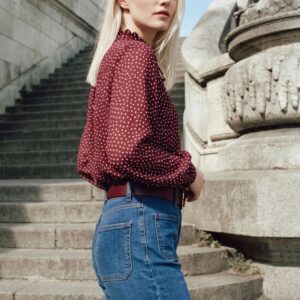 BLUSA POIS BORDEAUX 5 BLUSA POIS BORDEAUX - Thumbnail Image 1