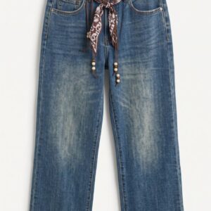 DENIM GAMBA DRITTA CON FOULARD 7 DENIM GAMBA DRITTA CON FOULARD - Thumbnail Image 3