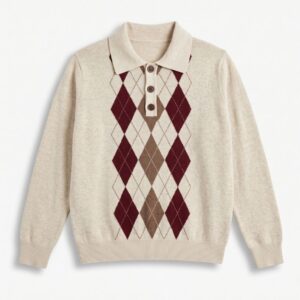 MAGLIA POLO JACQUARD ROMBI VISCOSA 15 MAGLIA POLO JACQUARD ROMBI VISCOSA - Thumbnail Image 3