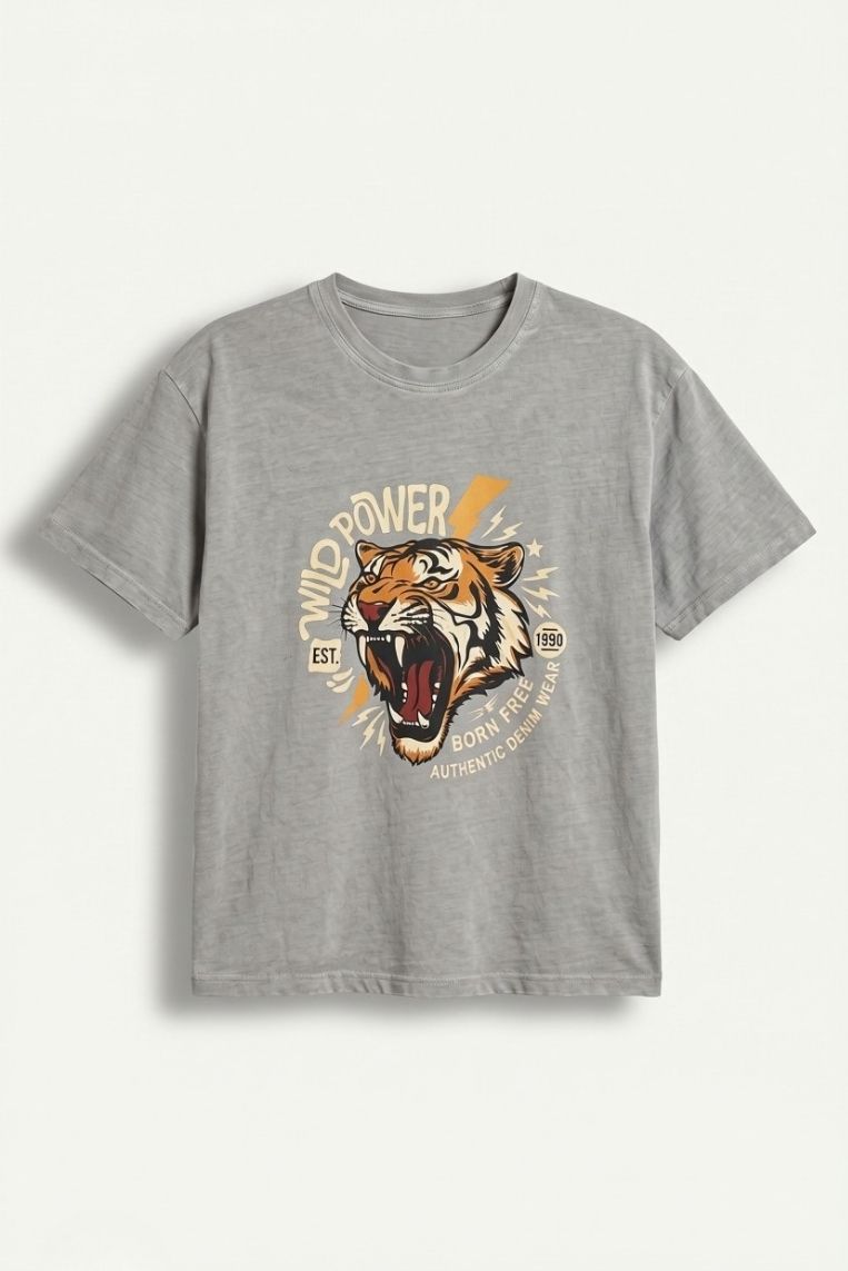 T-SHIRT GIRO STAMPA TIGRE 2 T-SHIRT GIRO STAMPA TIGRE - immagine 2