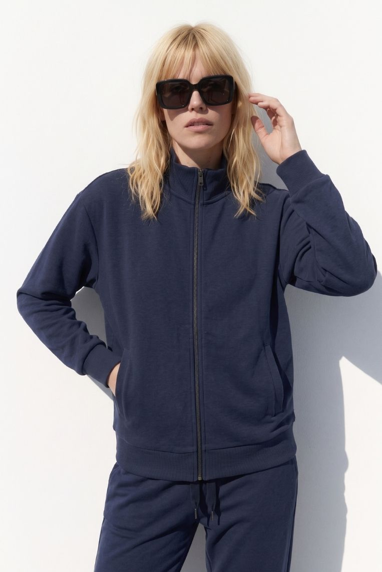 FELPA FULL ZIP MODAL COLLO E POLSINI COSTINA 2 FELPA FULL ZIP MODAL COLLO E POLSINI COSTINA - immagine 2