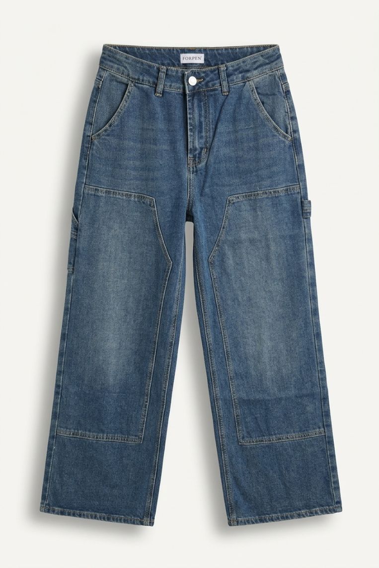DENIM WIDE LEG PATTA FRONTALE 3 DENIM WIDE LEG PATTA FRONTALE - immagine 3