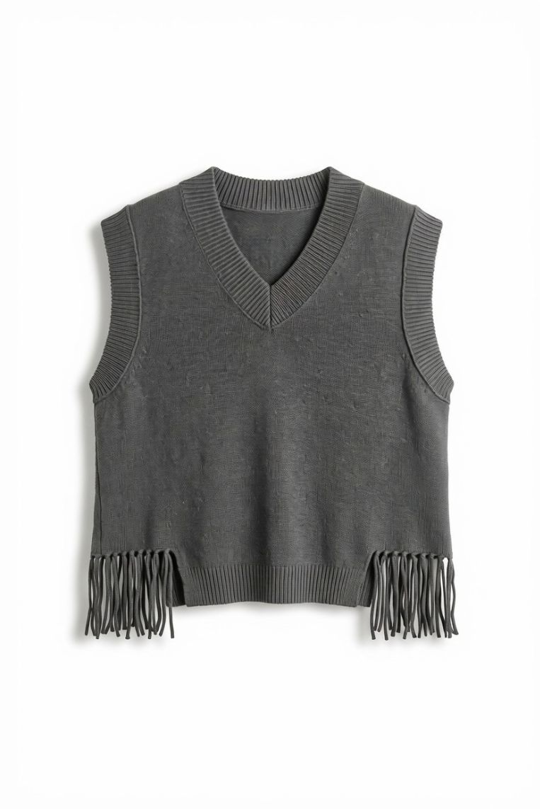 GILET MAGLIA FRANGE VISCOSA 5 GILET MAGLIA FRANGE VISCOSA - immagine 5