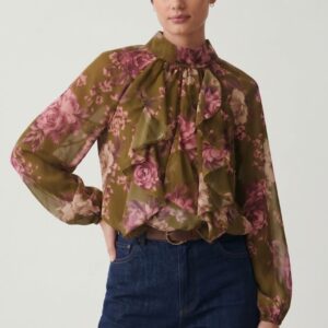 BLUSA COLLO ALTO FRILLS STAMPA FIORI 6 BLUSA COLLO ALTO FRILLS STAMPA FIORI - Thumbnail Image 2