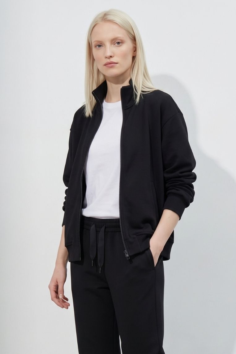 FELPA FULL ZIP MODAL COLLO E POLSINI COSTINA 5 FELPA FULL ZIP MODAL COLLO E POLSINI COSTINA - immagine 5