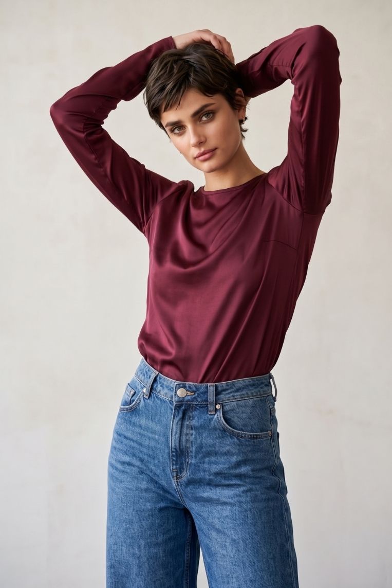 T-SHIRT MANICA LUNGA SATINATA VISCOSA 6 T-SHIRT MANICA LUNGA SATINATA VISCOSA - immagine 6