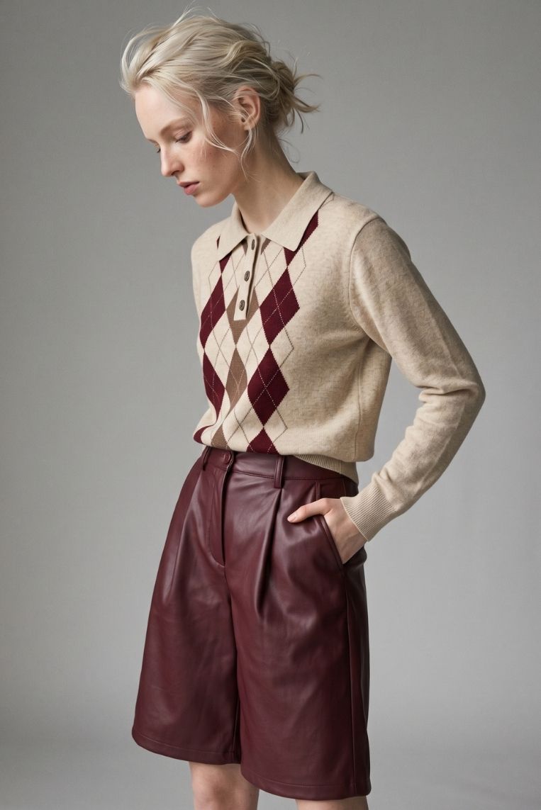 MAGLIA POLO JACQUARD ROMBI VISCOSA