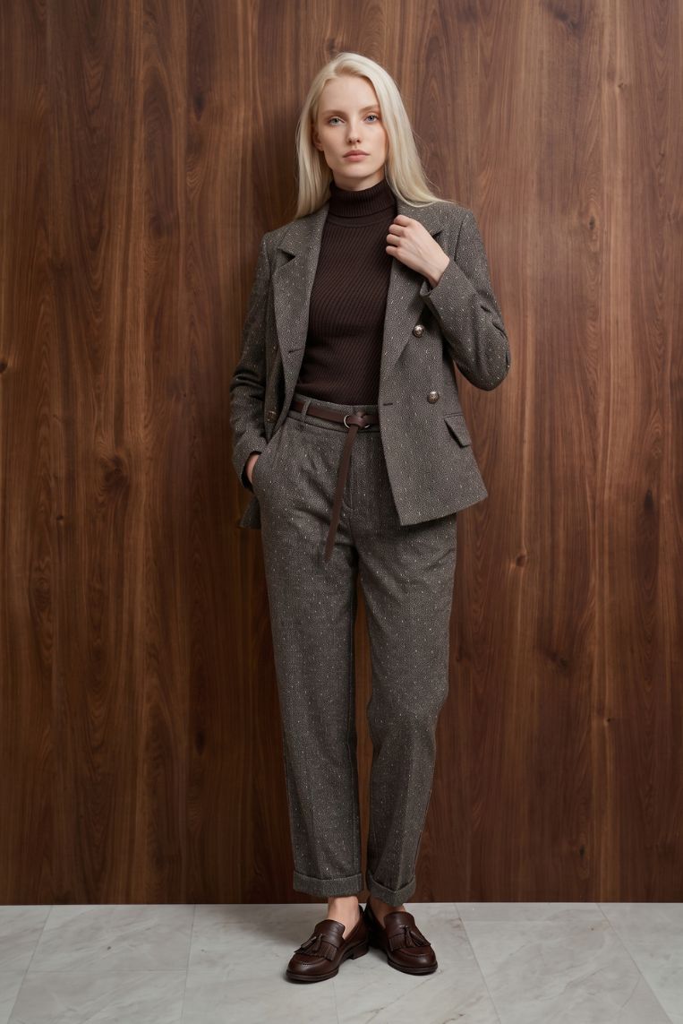 PANTALONE CHECK GAMBA DRITTA RISVOLTO - immagine 2