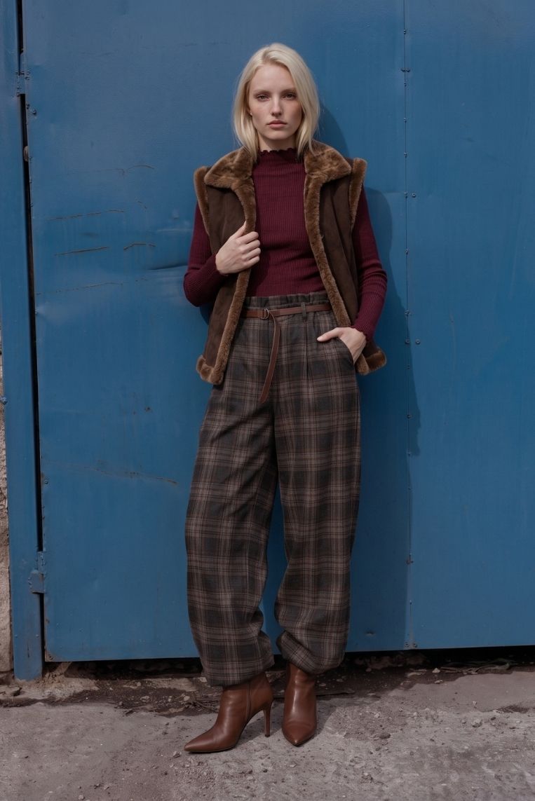 PANTALONE CHECK MORBIDO SAGOMATO