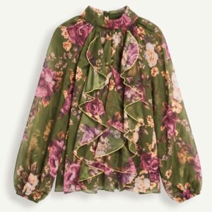 BLUSA COLLO ALTO FRILLS STAMPA FIORI 7 BLUSA COLLO ALTO FRILLS STAMPA FIORI - Thumbnail Image 3