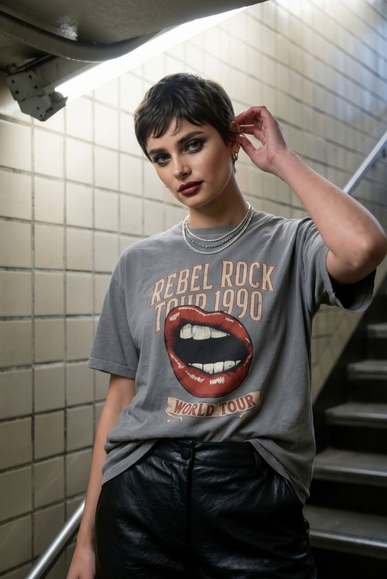 T-SHIRT GIRO STAMPA ROCK