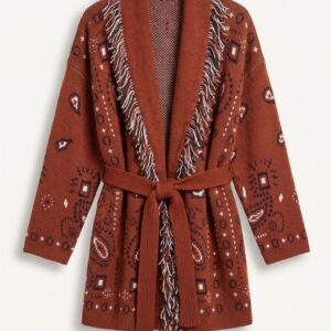 CARDIGAN LUNGO FRANGE COCCIO 9 CARDIGAN LUNGO FRANGE COCCIO - Thumbnail Image 4