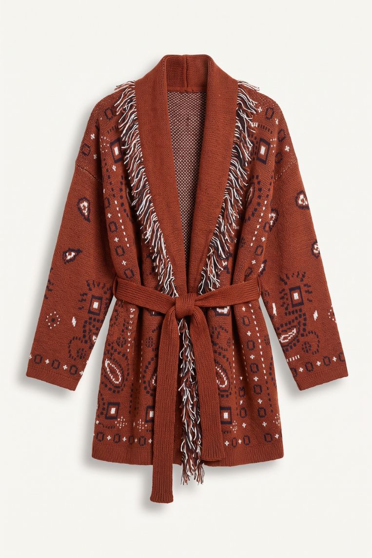 CARDIGAN LUNGO FRANGE COCCIO 4 CARDIGAN LUNGO FRANGE COCCIO - immagine 4