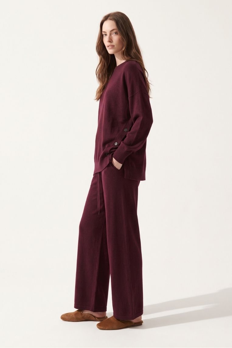 PANTALONE PALAZZO VISCOSA - TU, BORDEAUX