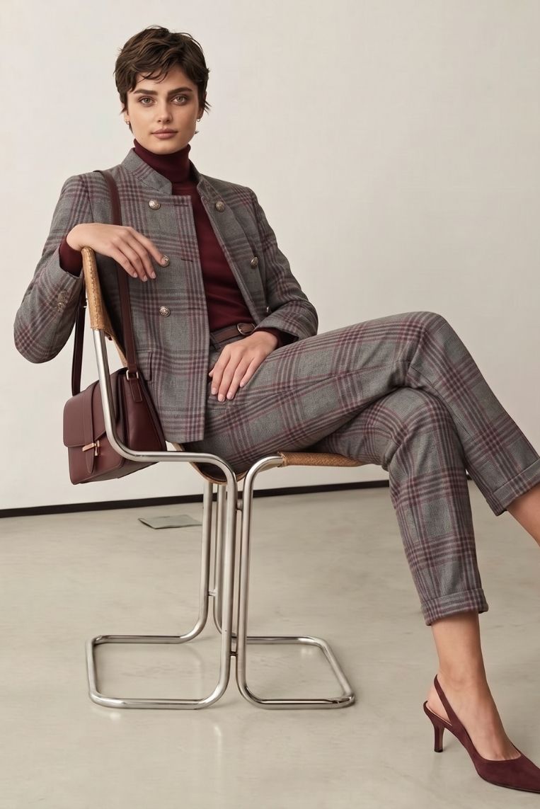 PANTALONE JAQUARD GAMBA DRITTA RISVOLTO