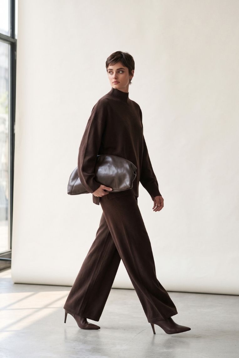 PANTALONE PALAZZO VISCOSA - TU, TESTA DI MORO