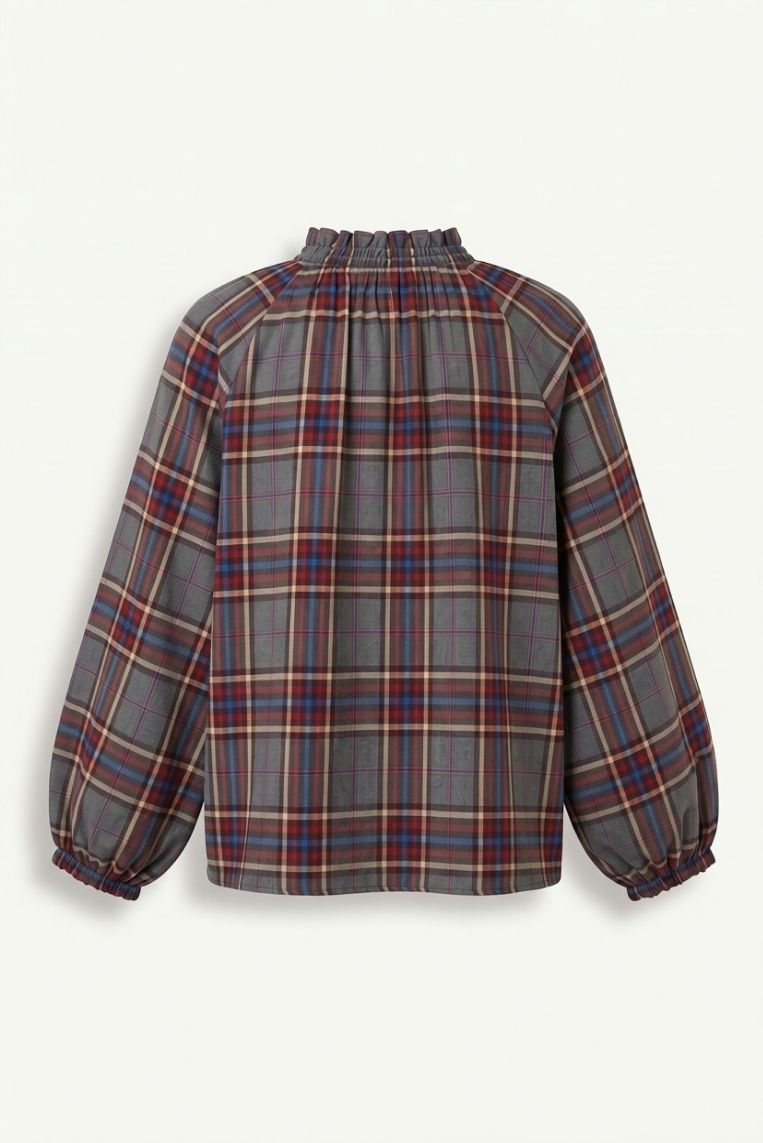 BLUSA ML COLLO ARRICCIO CHECK 3 BLUSA ML COLLO ARRICCIO CHECK - immagine 3