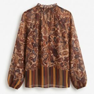 BLUSA COLLO ARRICCIO STAMPA CACHEMIRE 8 BLUSA COLLO ARRICCIO STAMPA CACHEMIRE - Thumbnail Image 4