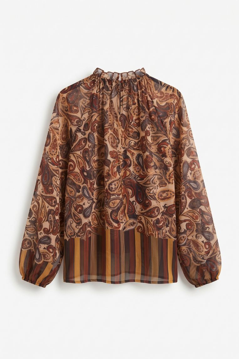 BLUSA COLLO ARRICCIO STAMPA CACHEMIRE 4 BLUSA COLLO ARRICCIO STAMPA CACHEMIRE - immagine 4